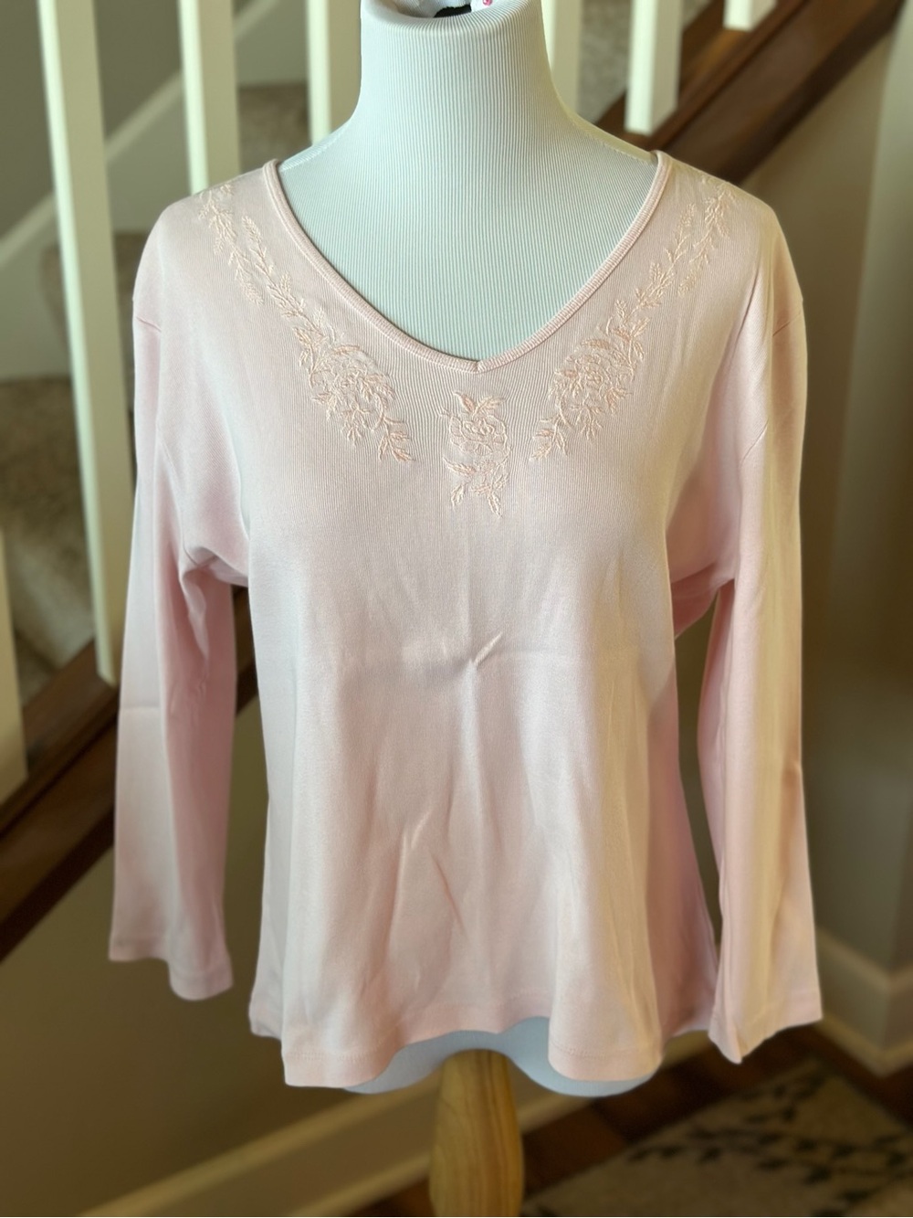Lauren Ralph Lauren Soft Pale Pink V-Neck 3/4 Sleeve - C1064